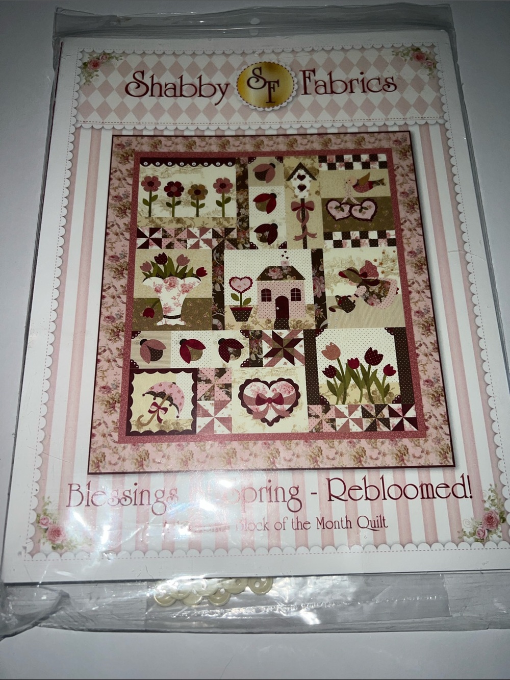 Blessings of Spring Quilted Throw - Pink & Cream
